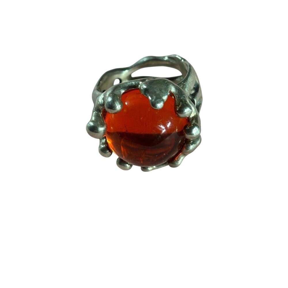 Mondo Mondo Magician Ring Sz 7 –925 Silver Red Glass Y2K Avant Garde Bold Witchy